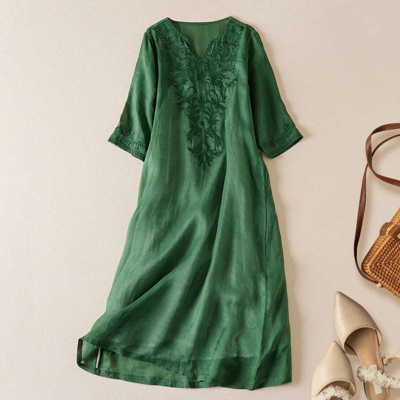 Threnwyn | Women's Embroidered Midi Dress - Image 8