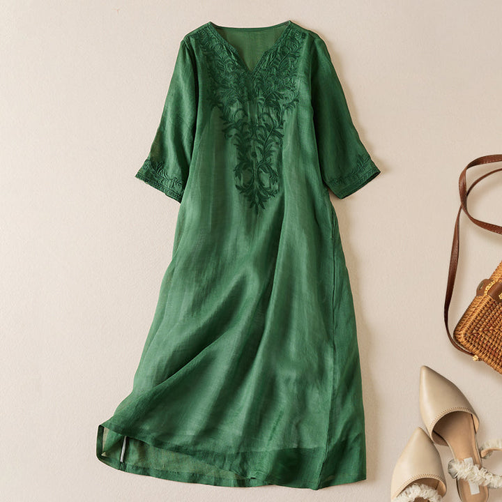 Threnwyn | Women's Embroidered Midi Dress - Image 8