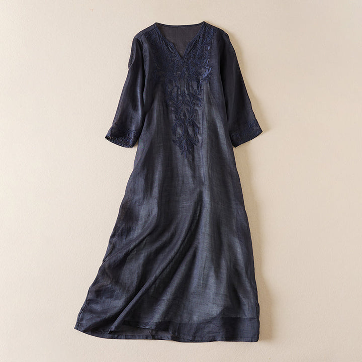 Threnwyn | Women's Embroidered Midi Dress - Image 9