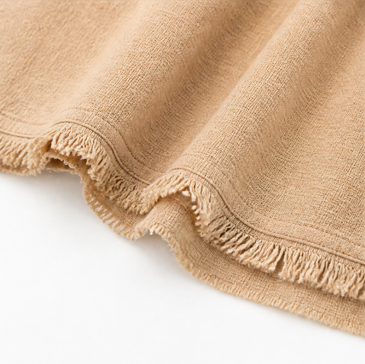 Tindara | Women's Boho Top Linen Peplum Blouse - Beige - Image 10