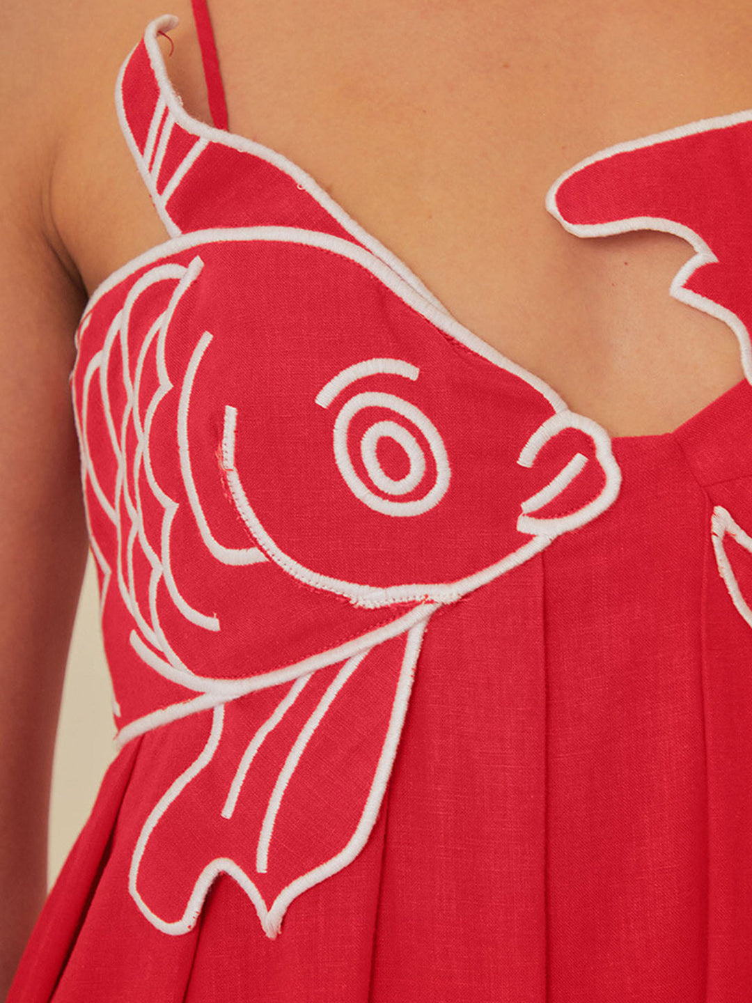 Tindara | Women's Embroidered Maxi Dress Spaghetti Strap - Red - Image 5