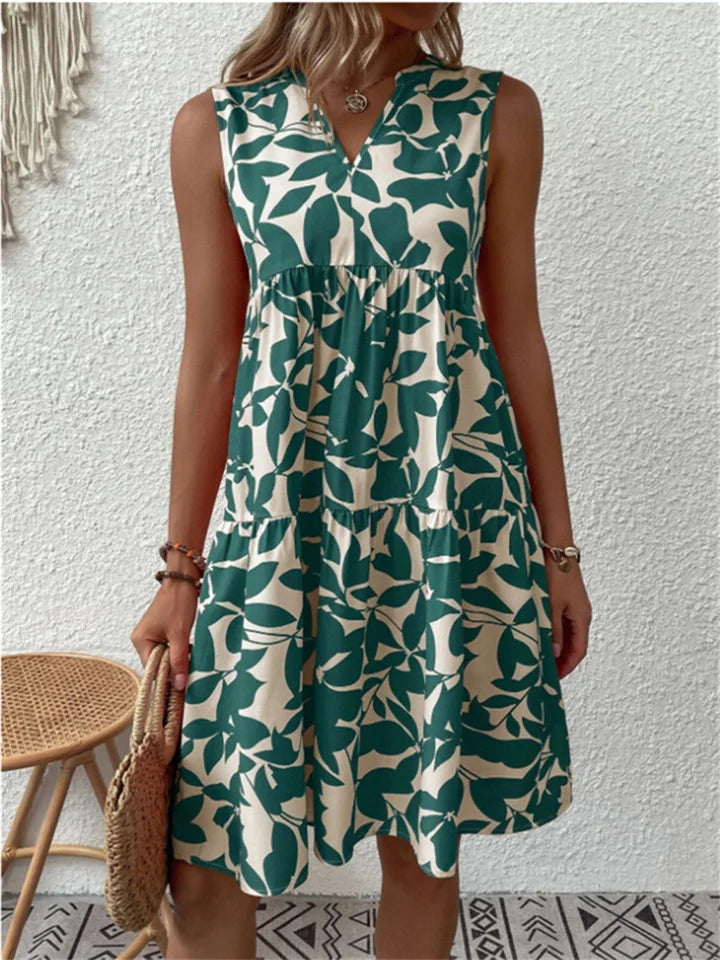 Tindara | Women's Print Sleeveless Midi Dress - Image 1