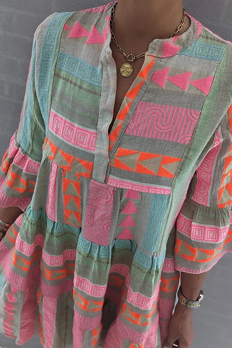 Tindova | Women's Boho Print Tiered Mini Dress - Image 4