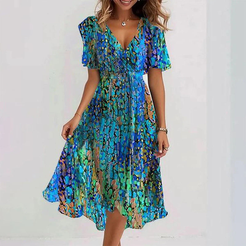 Tivandra | Women's Print Chiffon Midi Dress - Image 1