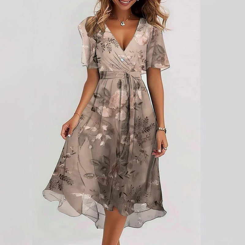 Tivandra | Women's Print Chiffon Midi Dress - Image 4