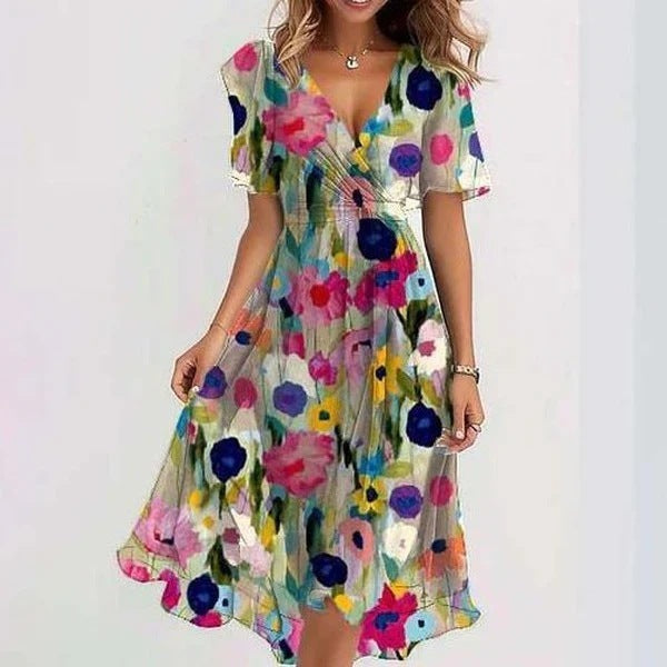 Tivandra | Women's Print Chiffon Midi Dress - Image 5