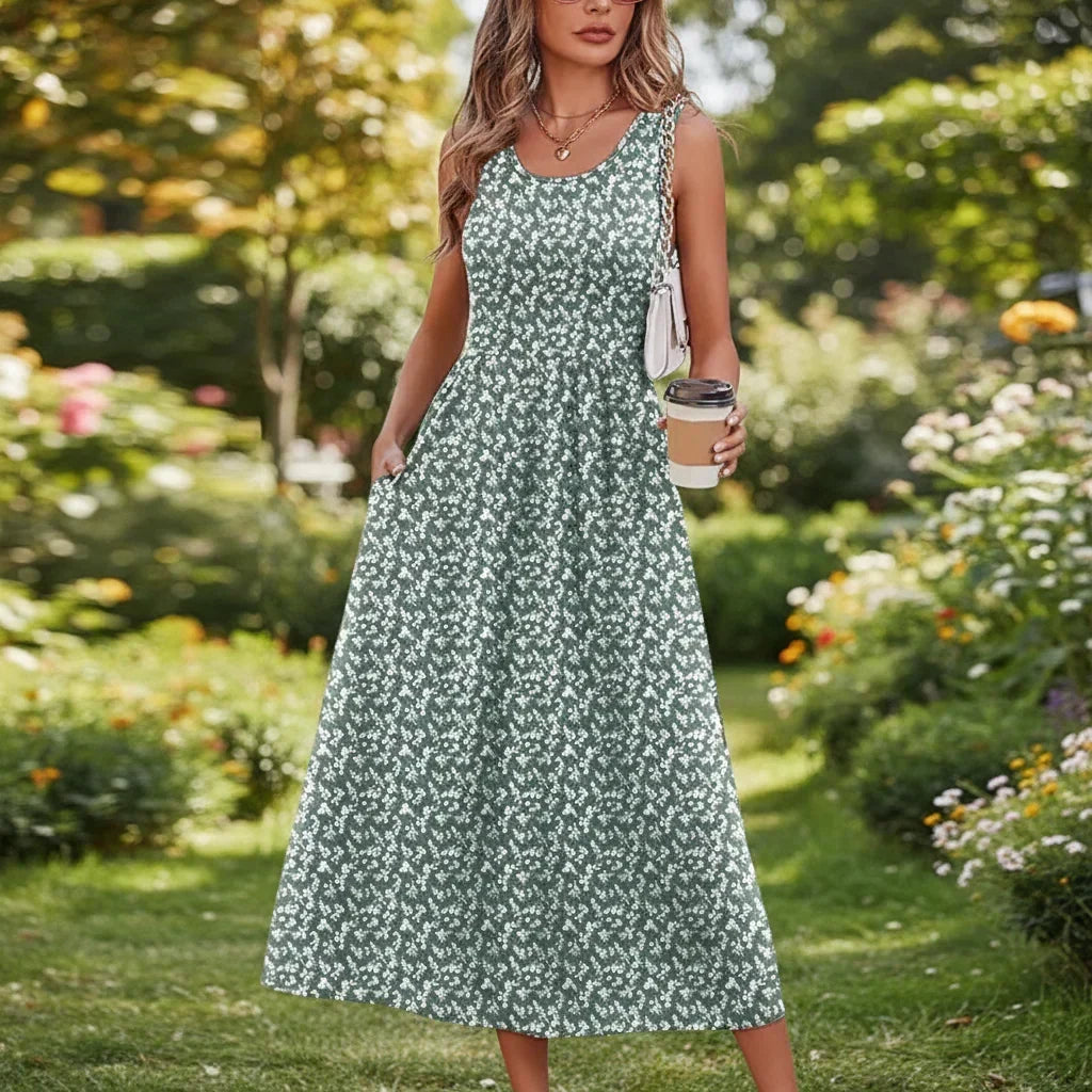 Tivara | Women's Sleeveless Boho Print Maxi Dress - Image 7