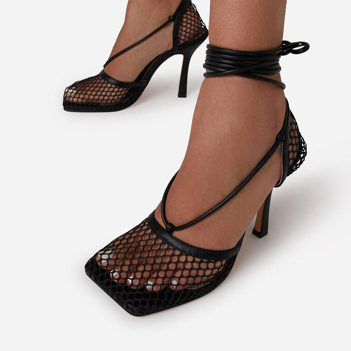 Tivarra | Women's Strappy Lace-Up High Heel Sandals - Orange - Image 6
