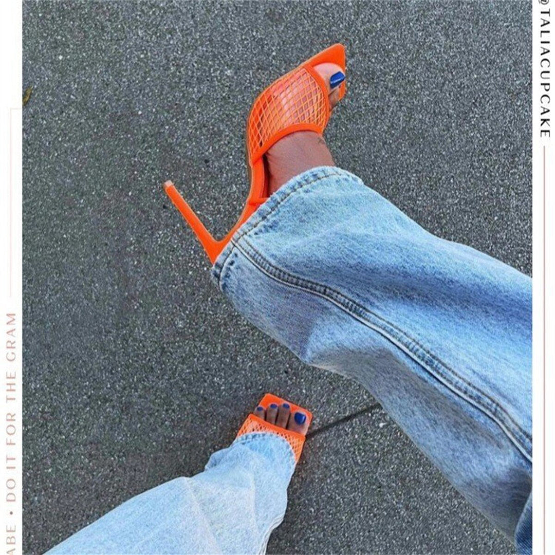 Tivarra | Women's Strappy Lace-Up High Heel Sandals - Orange - Image 8