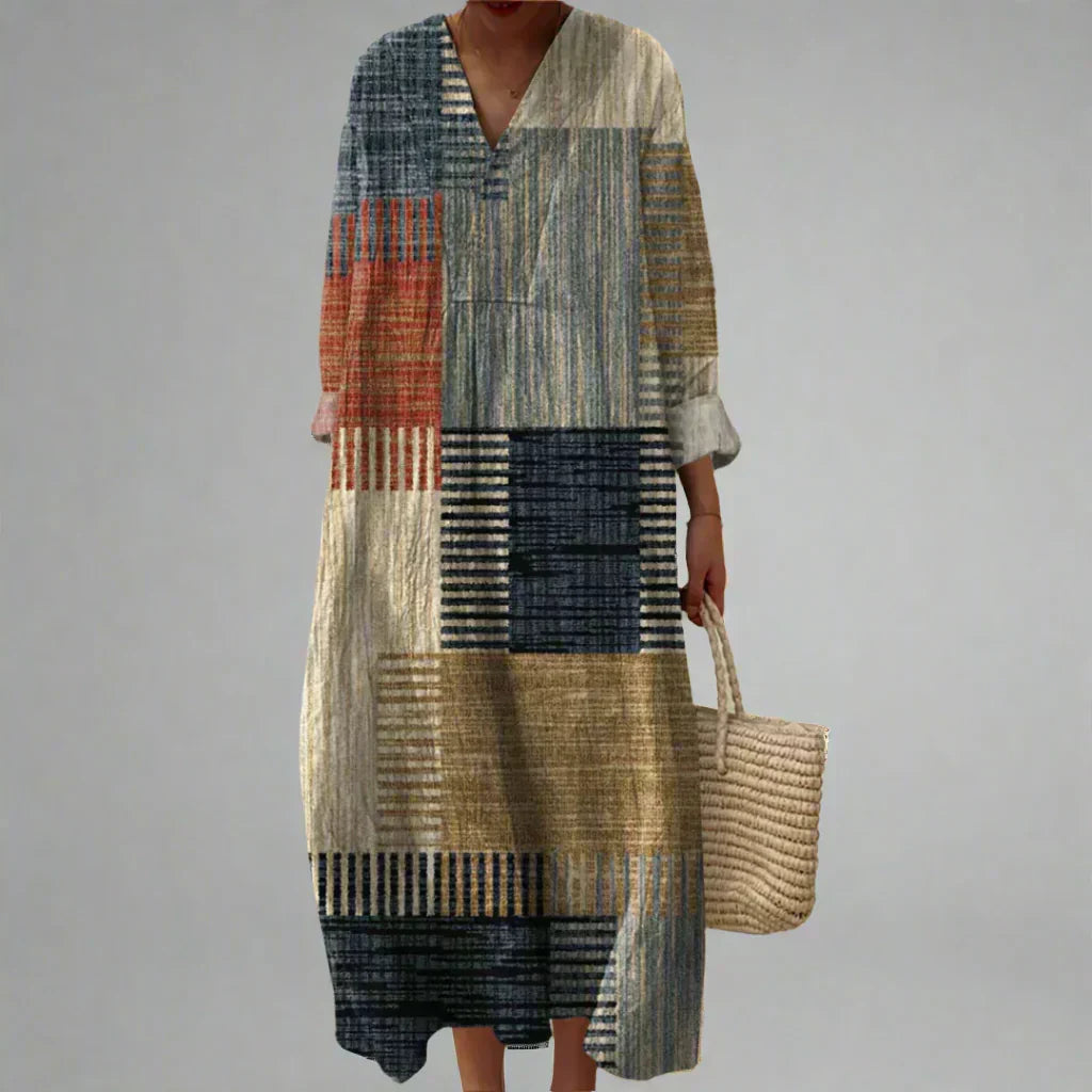 Tivenna | Women's Summer Maxi Dress Geometric Print - Image 1