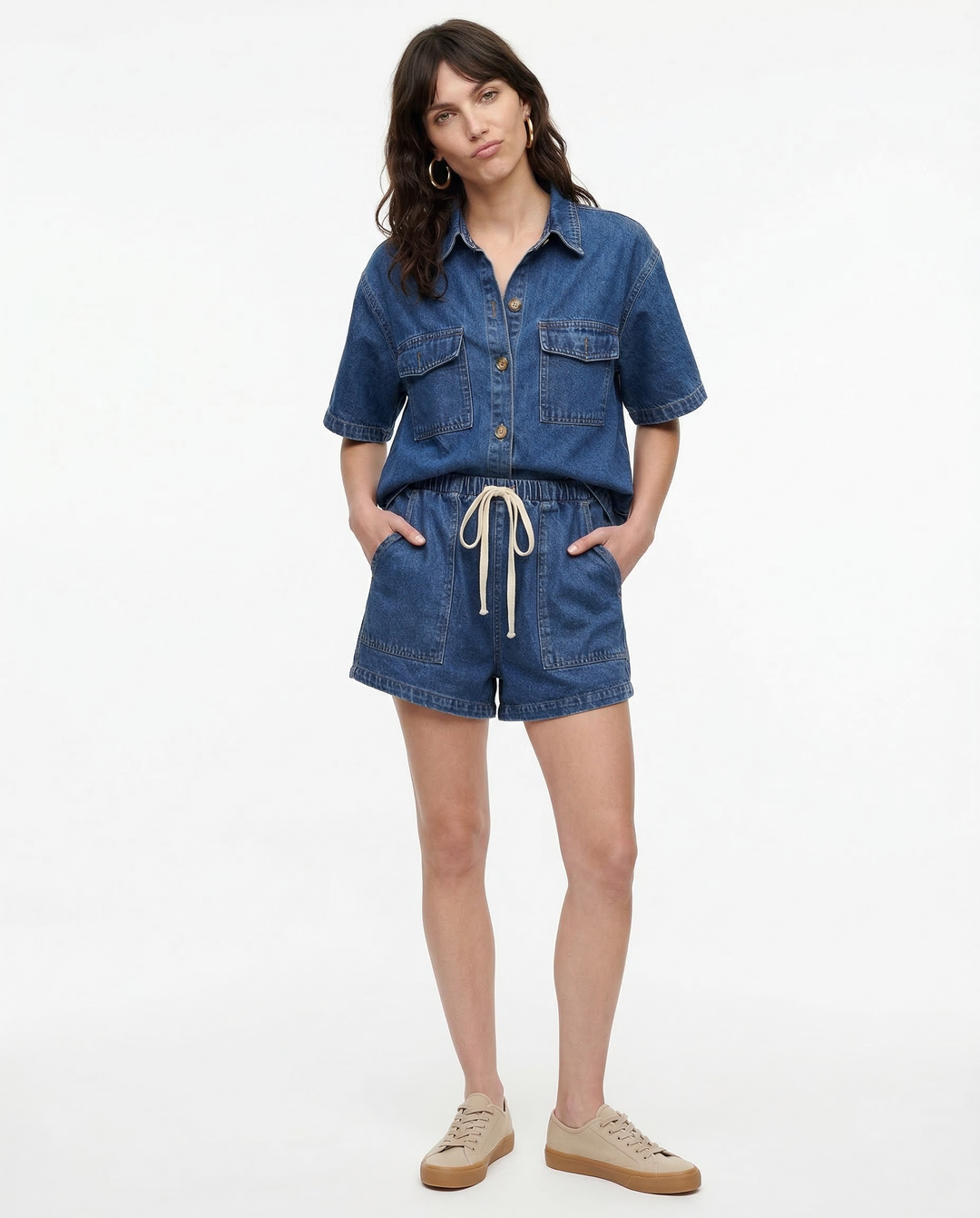 Tivorna | Women's Denim Shorts Set Co-ord - Blue - Image 5