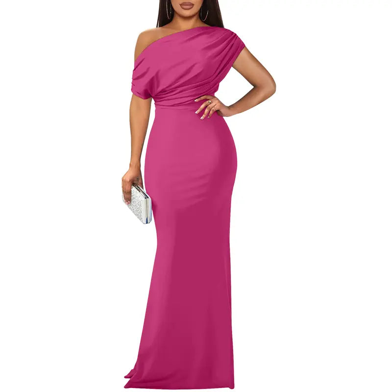 Tivorne | Women's One Shoulder Wedding Guest Maxi Dress - Image 7