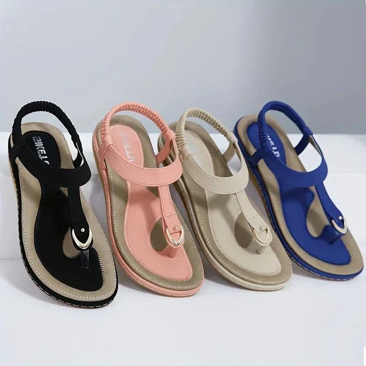 Tivorne | Women's Strappy Flat Sandals Elastic Ankle - Image 7