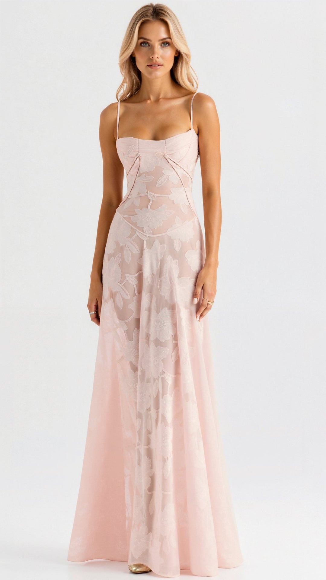 Tivorne | Women's Wedding Guest Dress Bustier Maxi - Light Pink - Image 1