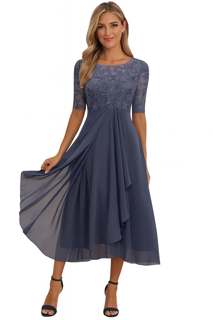 Tivorne | Women's Wedding Guest Dress Lace Midi - Cream - Image 5