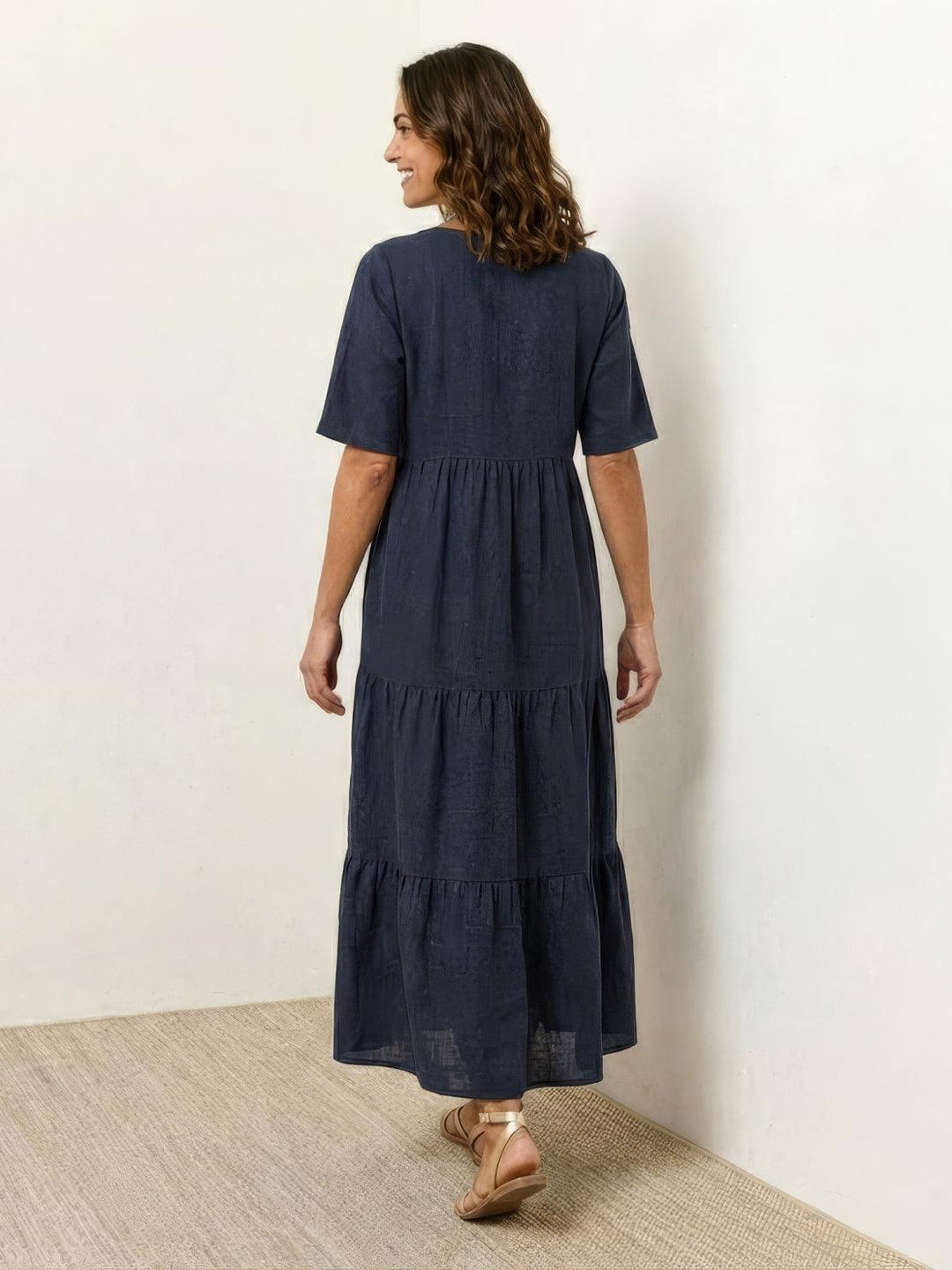 Willow | Women's V-Neck Tiered Maxi Dress Short Sleeve Swing