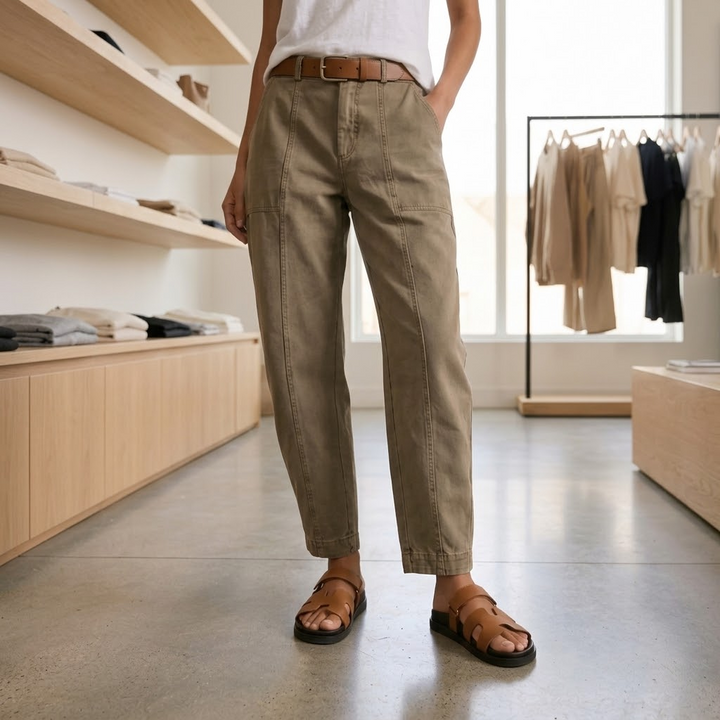 Valdine | Women's High Waist Tapered Utility Pants - Khaki - Image 1