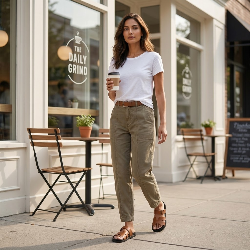 Valdine | Women's High Waist Tapered Utility Pants - Khaki - Image 2