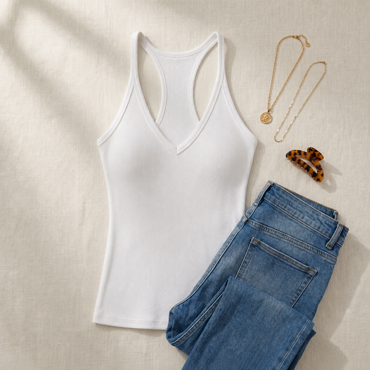 Valmira | Women's Ribbed Halter Tank Top - White - Image 5