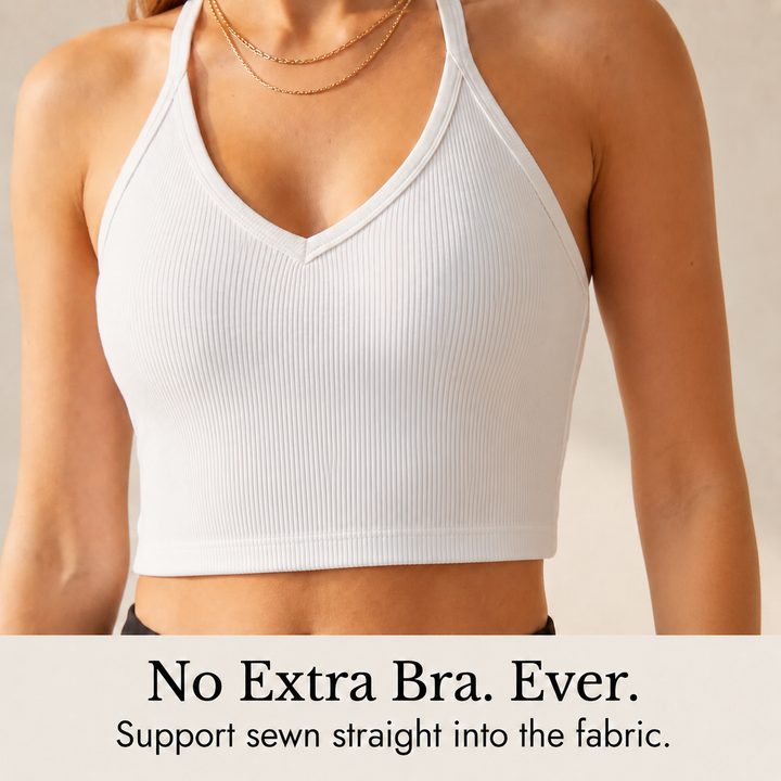 Valmira | Women's Ribbed Halter Tank Top - White - Image 8