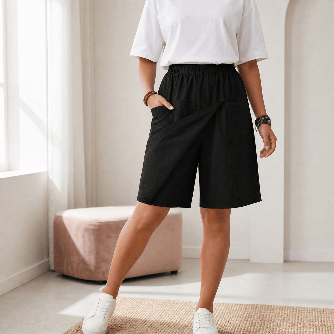 Valtine | Women's Wrap-Front Skort Wide Leg Knee Shorts - Navy - Image 17