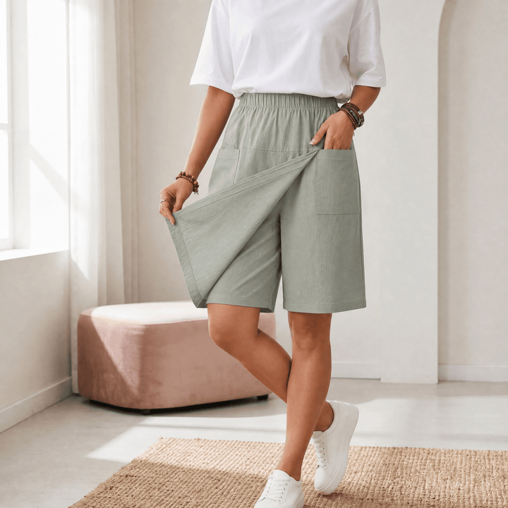 Valtine | Women's Wrap-Front Skort Wide Leg Knee Shorts - Navy - Image 18