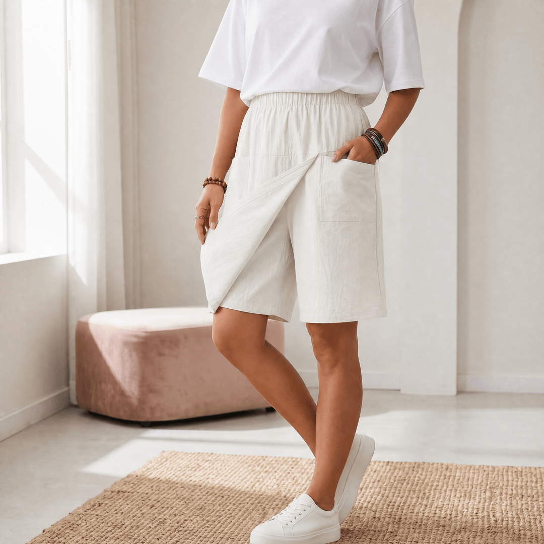 Valtine | Women's Wrap-Front Skort Wide Leg Knee Shorts - Navy - Image 19