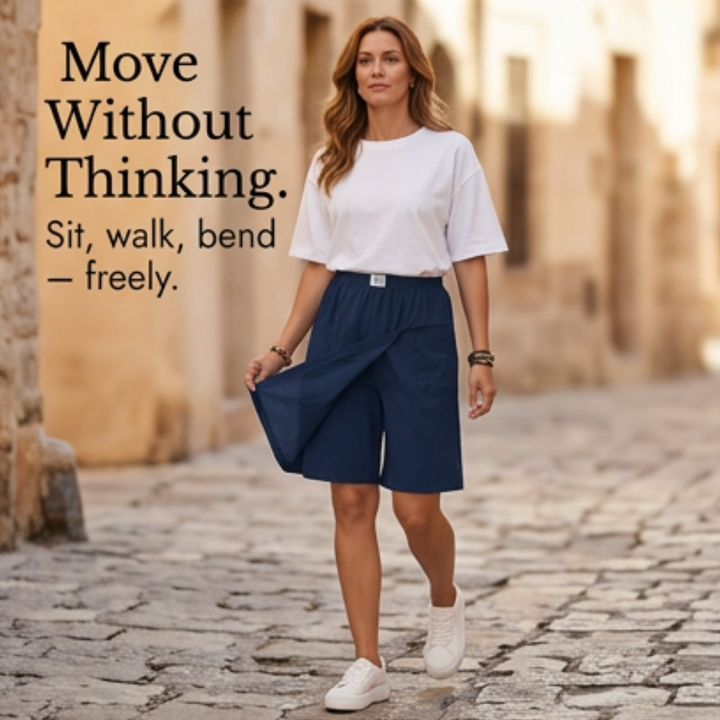 Valtine | Women's Wrap-Front Skort Wide Leg Knee Shorts - Navy - Image 8