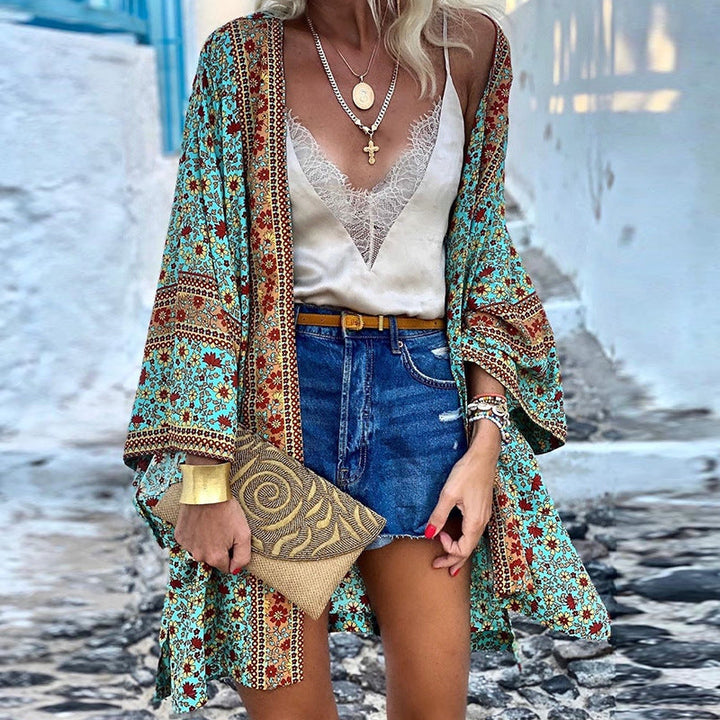 Vanthela | Women's Boho Print Kimono Cardigan - Image 4