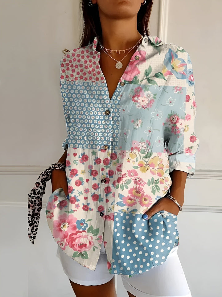 Aswen | Women's Floral Button-Up Shirt