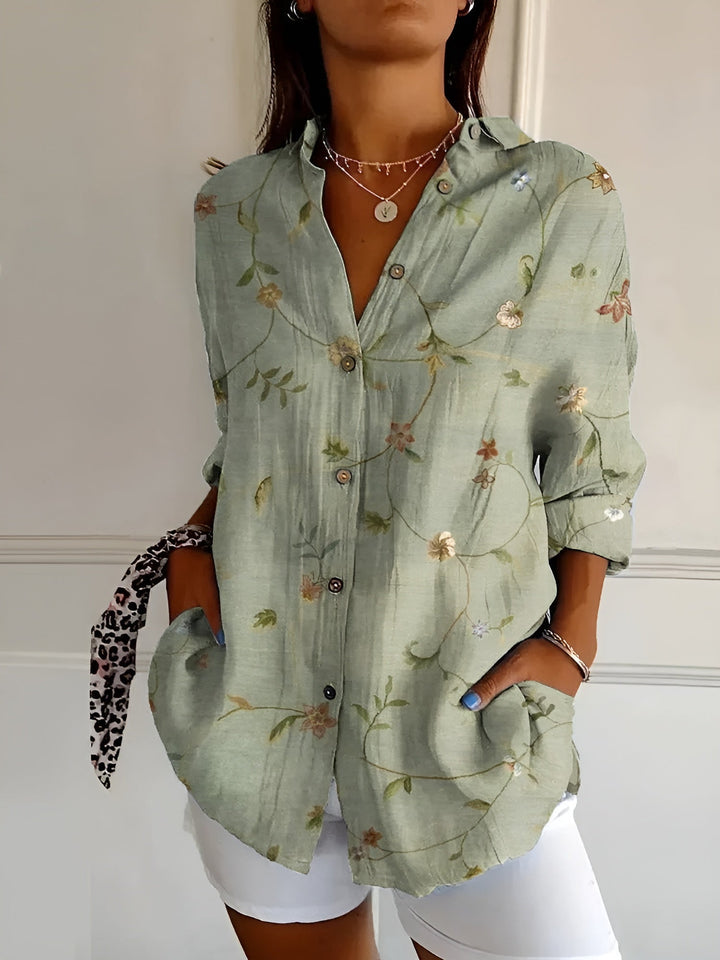 Aswen | Women's Floral Button-Up Shirt