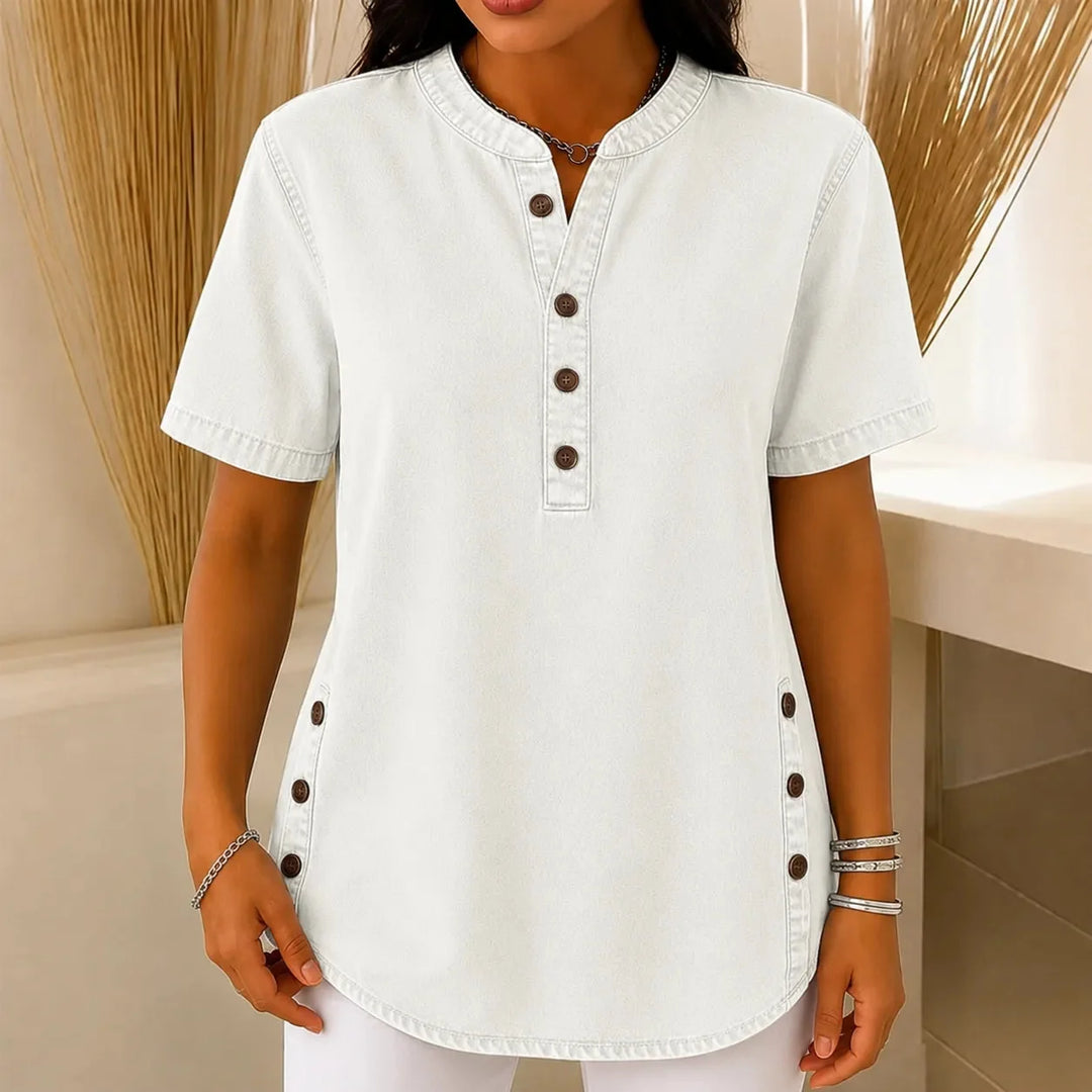 Lorreth | Women's Henley Tunic Top with Side Buttons