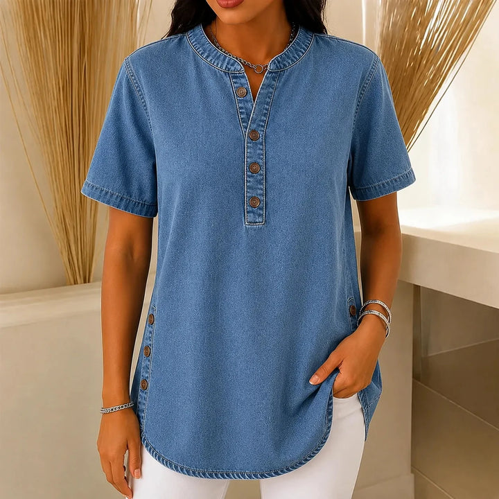 Lorreth | Women's Henley Tunic Top with Side Buttons