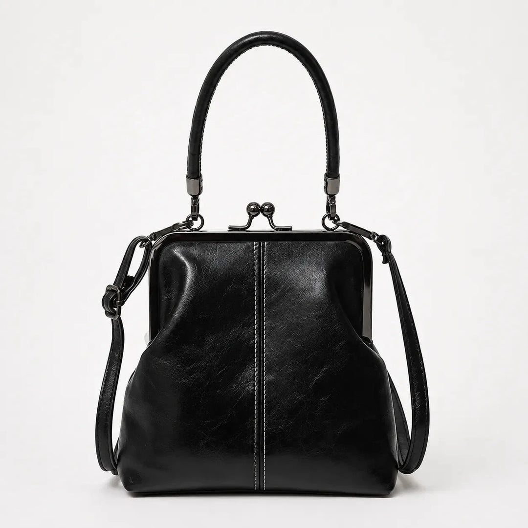 Vashara | Women's Vintage Kiss Lock Crossbody Bag - Brown - Image 12