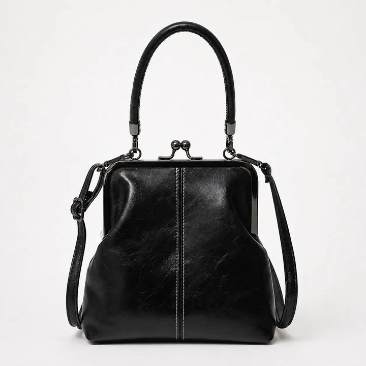 Vashara | Women's Vintage Kiss Lock Crossbody Bag - Brown - Image 12