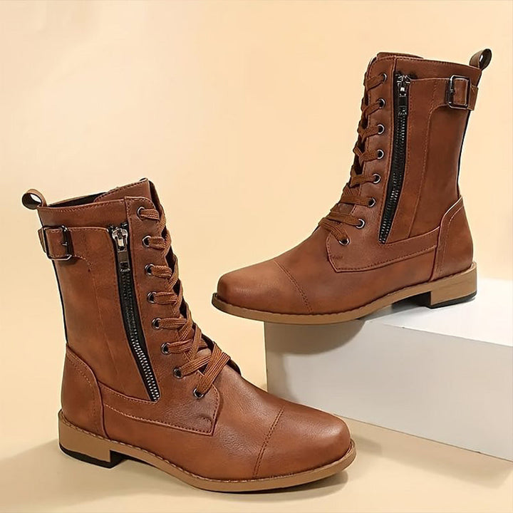 Veldara | Women's Lace-Up Mid-Calf Combat Boots - Image 1