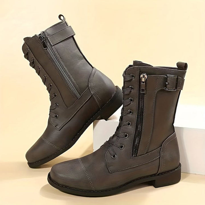 Veldara | Women's Lace-Up Mid-Calf Combat Boots - Image 3