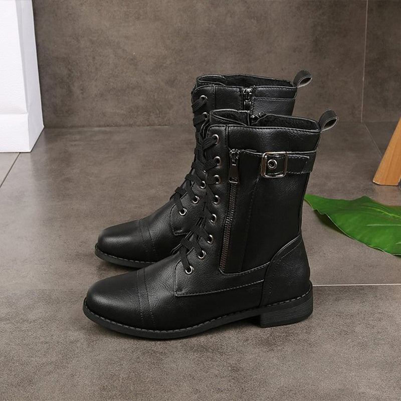Veldara | Women's Lace-Up Mid-Calf Combat Boots - Image 5