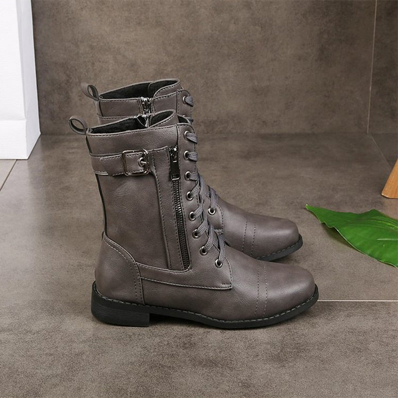 Veldara | Women's Lace-Up Mid-Calf Combat Boots - Image 6