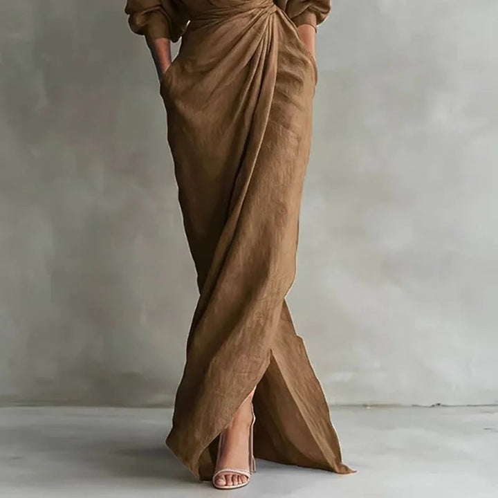 Veldara | Women's Wrap Maxi Dress Deep V-Neck - Pink - Image 5