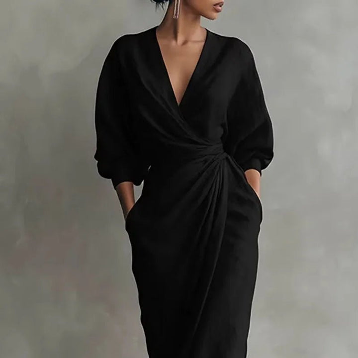 Veldara | Women's Wrap Maxi Dress Deep V-Neck - Pink - Image 6