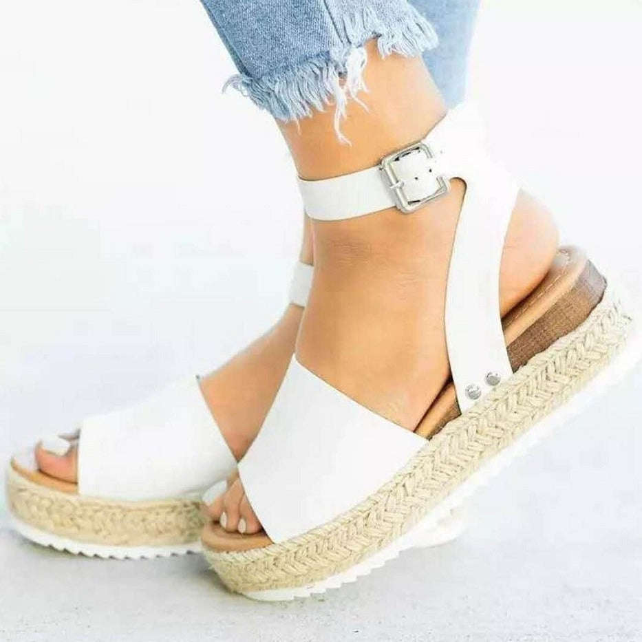 Veldira | Women's Platform Espadrille Ankle Strap Sandals - Brown - Image 2
