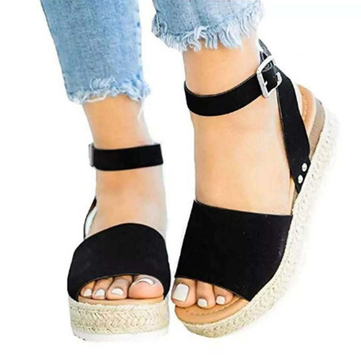 Veldira | Women's Platform Espadrille Ankle Strap Sandals - Brown - Image 4