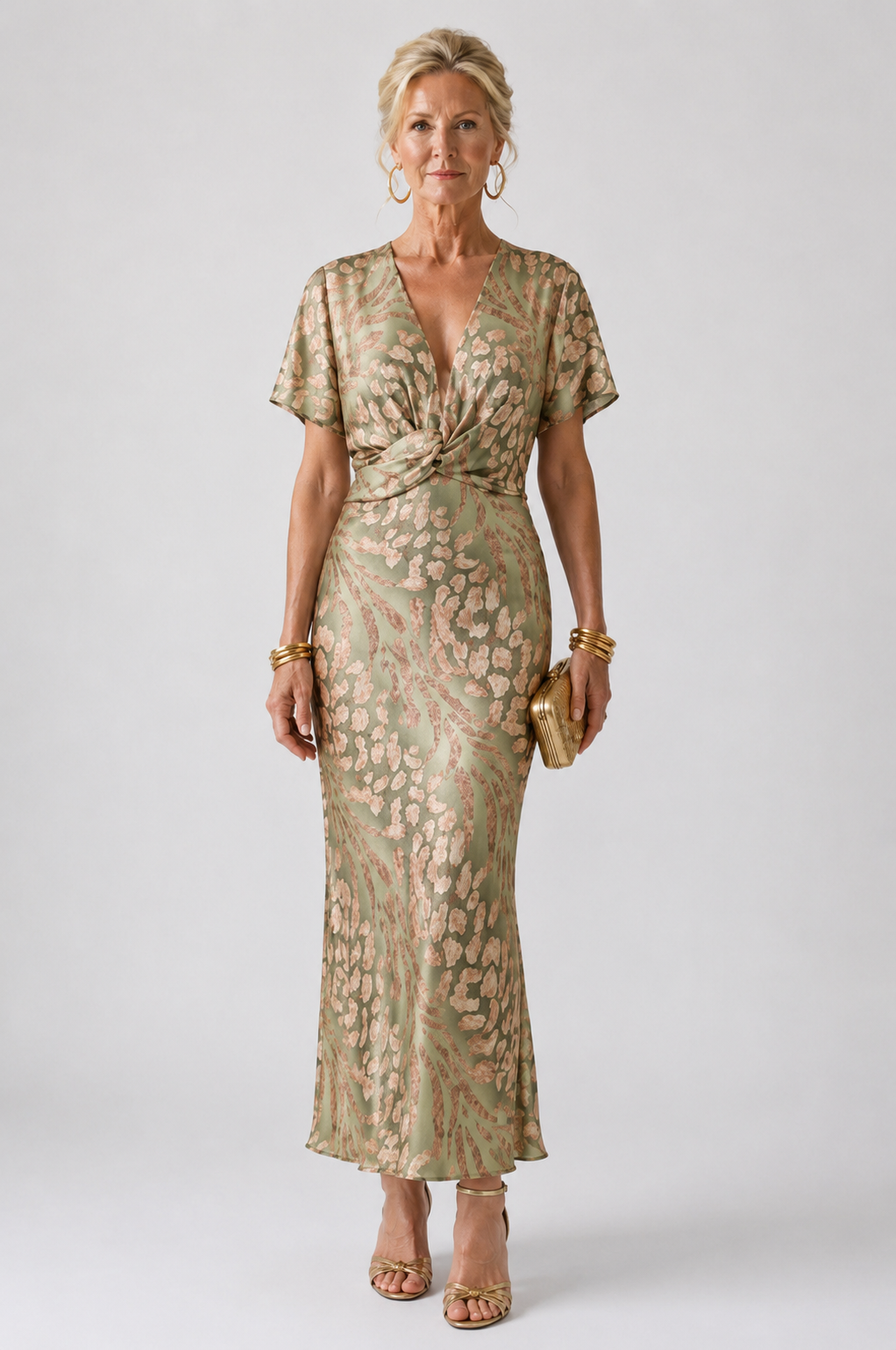 Veldona | Women's Floral Print Twist Waist Midi Dress - Image 1
