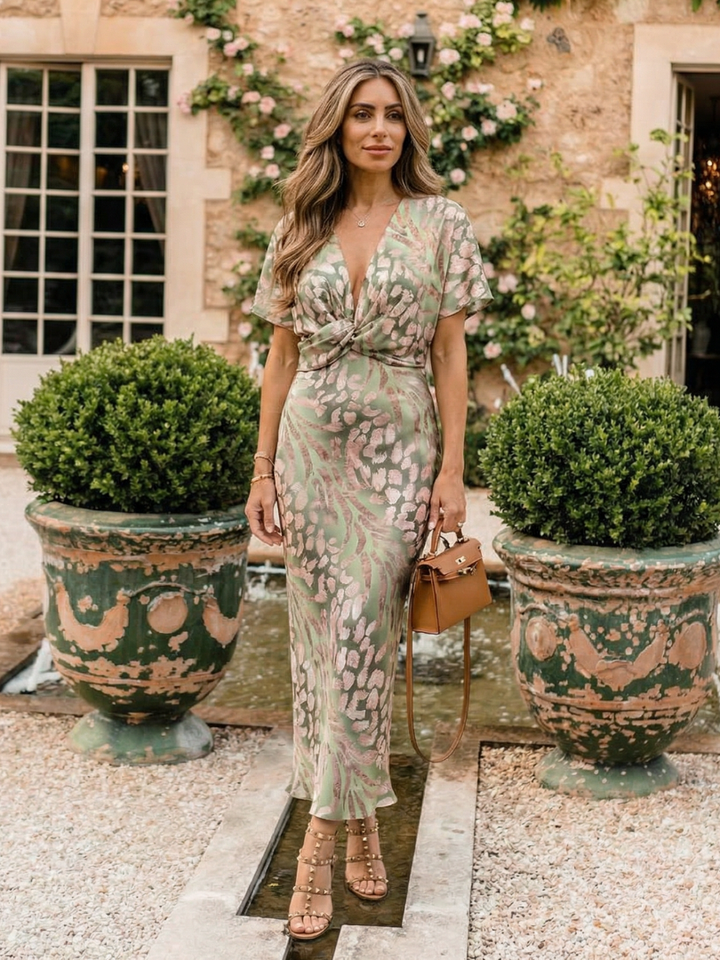Veldona | Women's Floral Print Twist Waist Midi Dress - Image 7