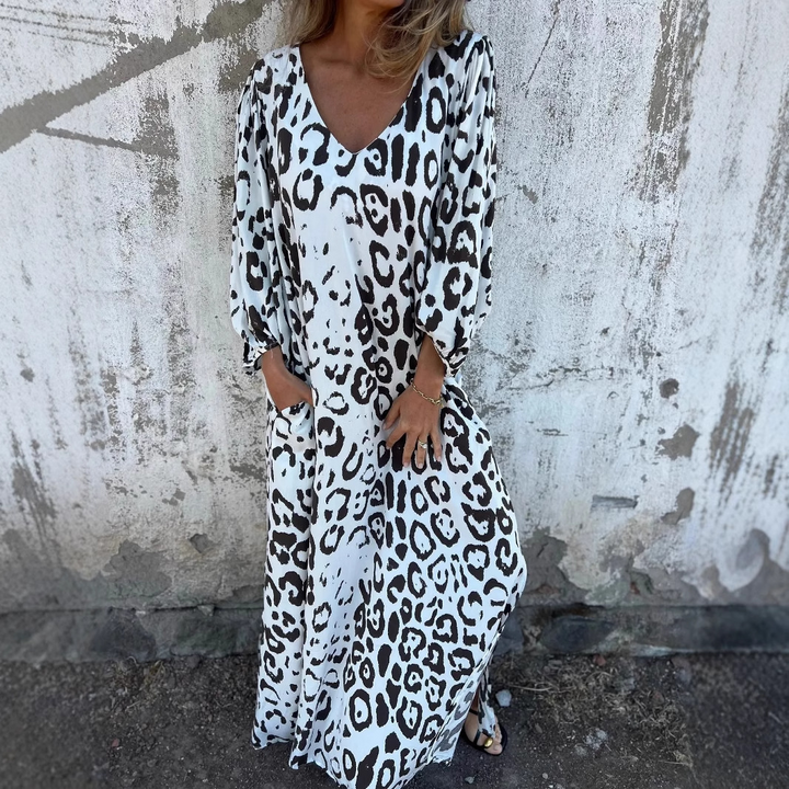 Veldris | Women's Leopard Print Midi Dress - Leopard - Image 2