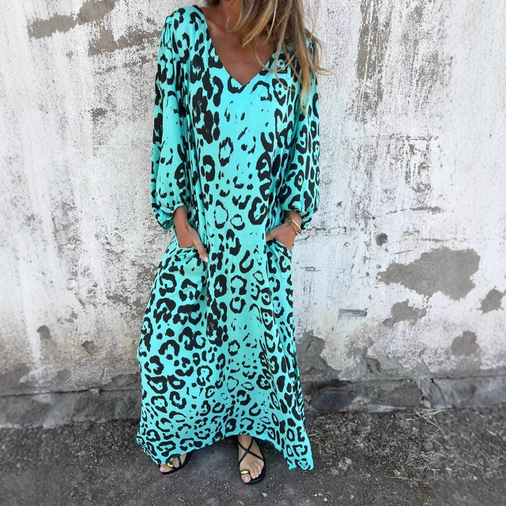 Veldris | Women's Leopard Print Midi Dress - Leopard - Image 3