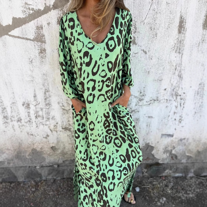 Veldris | Women's Leopard Print Midi Dress - Leopard - Image 4