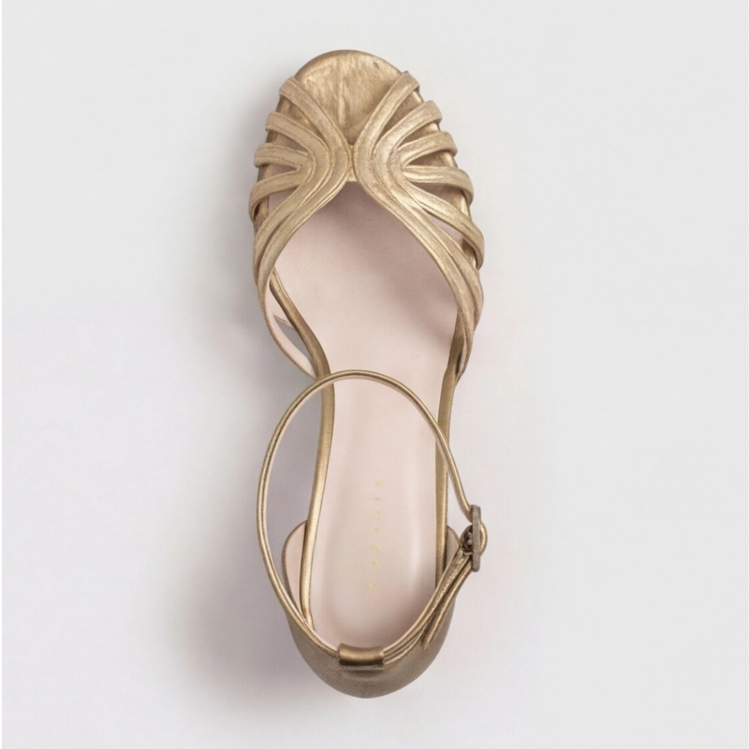 Veldris | Women's Strappy Sandals Block Heel - Gold - Image 5
