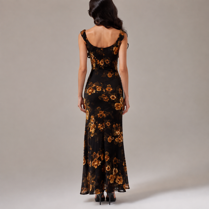 Veldris | Women's Wedding Guest Floral Maxi Dress - Black - Image 2